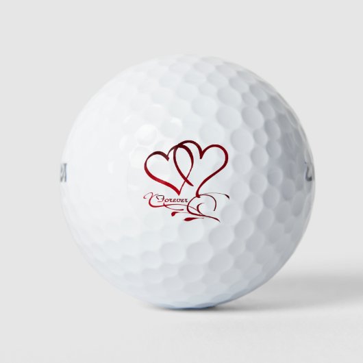 Forever Hearts Red op White Golfballen (Voorkant)