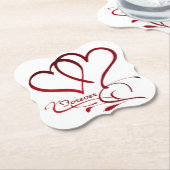 Forever Hearts Red op White Kartonnen Onderzetters (Gekanteld)