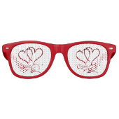 Forever Hearts Red op White Retro Zonnebril (Voorkant)