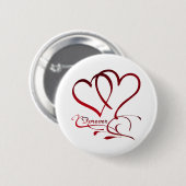Forever Hearts Red op White Ronde Button 5,7 Cm (Voorkant /achterkant)