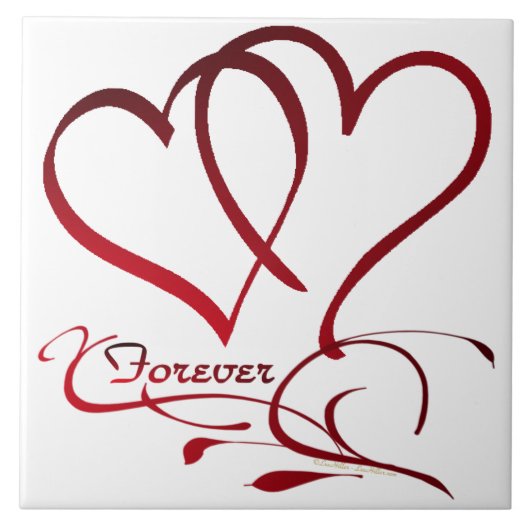 Forever Hearts Red op White Tegeltje (Voorkant)