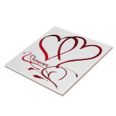 Forever Hearts Red op White Tegeltje (Zijkant)