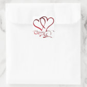 Forever Hearts Red op White Vierkante Sticker (Tas)