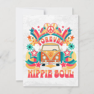 Forever Hippie Soul - Kleurrijke Bus Feestdagenkaart