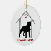 Forever Home Black Pitbull Logo Keramisch Ornament (Rechts)