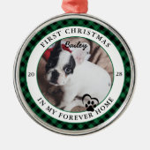 Forever Home Hond's Eerste Kerstdag Metalen Ornament (Voorkant)
