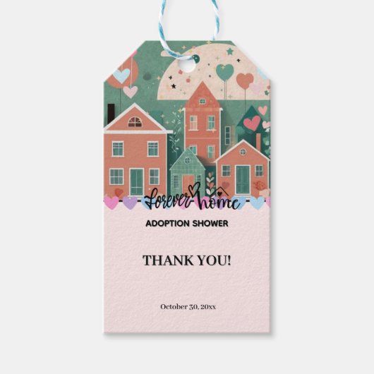 Forever Home Pastel Hearts Adoptie Foster Shower Cadeaulabel (Voorkant)