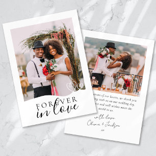 Forever In Love Calligraphy Trouwfoto Bedankkaart