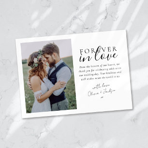 Forever In Love Calligraphy Trouwfoto Bedankkaart
