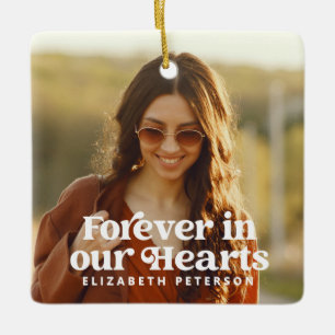 Forever in ons hart Eenvoudige foto Memorial Keramisch Ornament