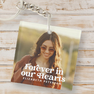 Forever in ons hart Eenvoudige foto Memorial Sleutelhanger