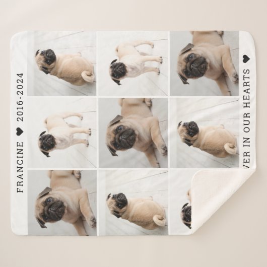 Forever in ons hart Foto Collage Memorial Sherpa Deken (Voorkant (horizontaal))