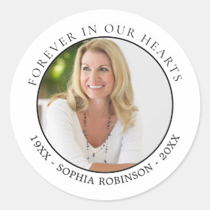 Forever in ons hart Foto Funeral Memorial Ronde Sticker