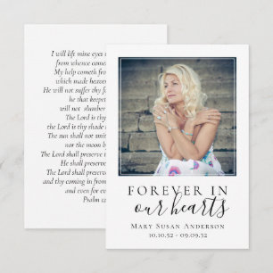 Forever in ons hart Foto Funeral Prayer Card Notitiekaartje