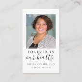 Forever in ons hart Foto Funeral Prayer Card Visitekaartje (Voorkant)