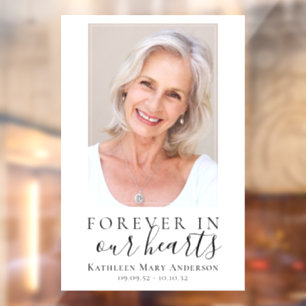 Forever in ons hart Foto Funeral Welcome Sign. Raamsticker