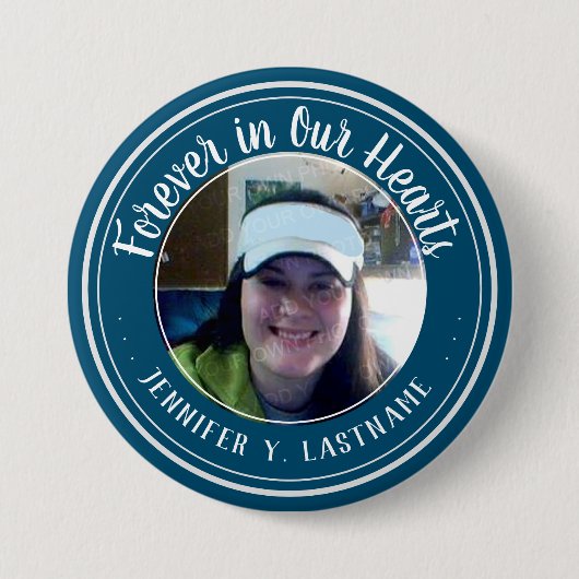 Forever in ons hart Foto Herdenking Button (Voorkant)
