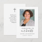 Forever in ons hart Foto Memorial Prayer Kaart (Voorkant / Achterkant)