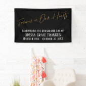 Forever in ons hart Gold Handschrift op zwart Spandoek (Insitu)