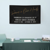 Forever in ons hart Gold Handschrift op zwart Spandoek (Beurs)