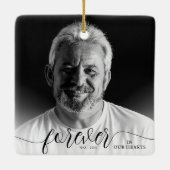 Forever in ons hart Memorial Foto Keramisch Ornament (Achterkant)
