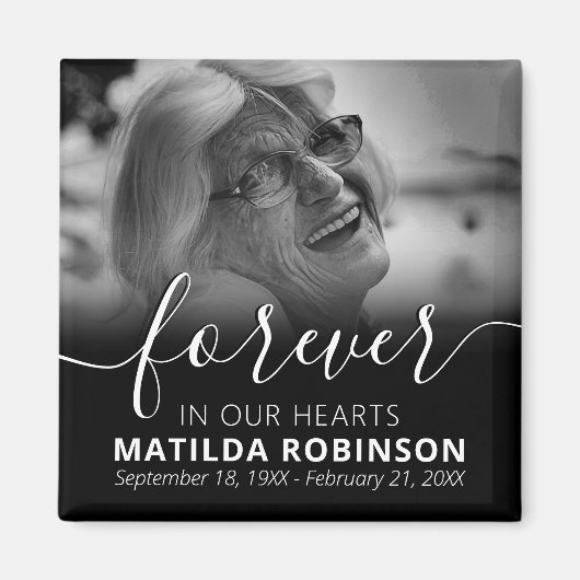 Forever in ons hart Memorial Foto Magneet (Voorkant)