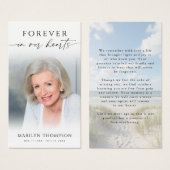 Forever in Our Hearts Beach Photo Memorial Cards (Devant & derrière)