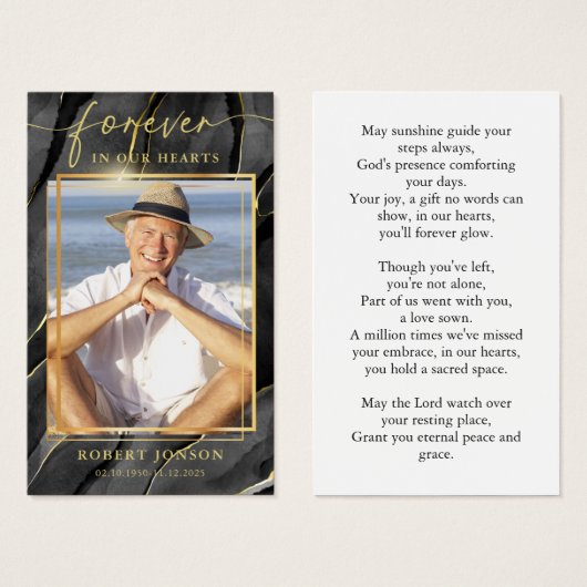Forever In our Hearts Funeral Memorial Prayer Card (Devant & derrière)