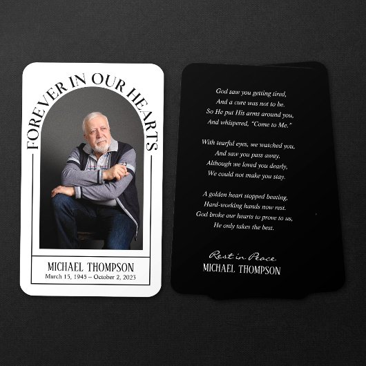 Forever in Our Hearts Funeral Memorial Prayer Card
