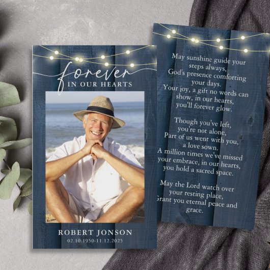 Forever In our Hearts Funeral Memorial Prayer Card