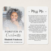 Forever in Our Hearts Funeral Photo Prayer Card (Devant & derrière)