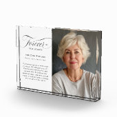 "Forever in our Hearts" Memorial, naam, foto (Rechts)