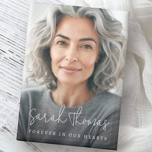 Forever in our hearts modern script name memorial magneet