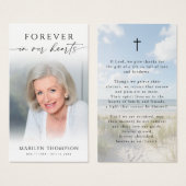 Forever in Our Hearts Photo Beach Prayer Cards (Devant & derrière)