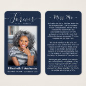 Forever in Our Hearts Photo Funeral Prayer Card (Devant & derrière)