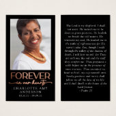 Forever in Our Hearts Photo Funeral Prayer Card (Devant & derrière)