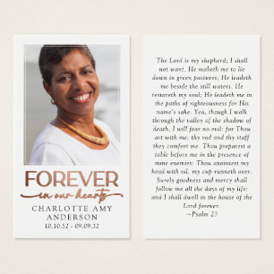 Forever in Our Hearts Photo Funeral Prayer Card