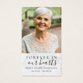 Forever in Our Hearts Photo Funeral Prayer Card (Devant)