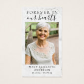 Forever in Our Hearts Photo Funeral Prayer Card (Devant)