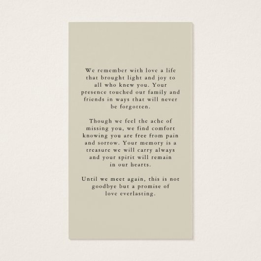 Forever In Our Hearts Photo Memorial Prayer Card (Dos)