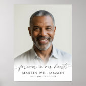 Forever In Our Hearts Photo Modern Script Memorial Poster (Voorkant)