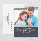 Forever Love BEWERKBARE KLEUR Save the Date Briefkaart (Voorkant / Achterkant)