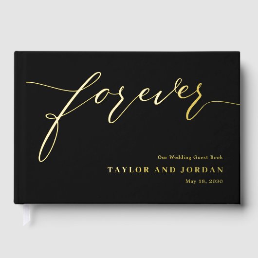 Forever Love Editable Color Foil Guestbook (Recto)
