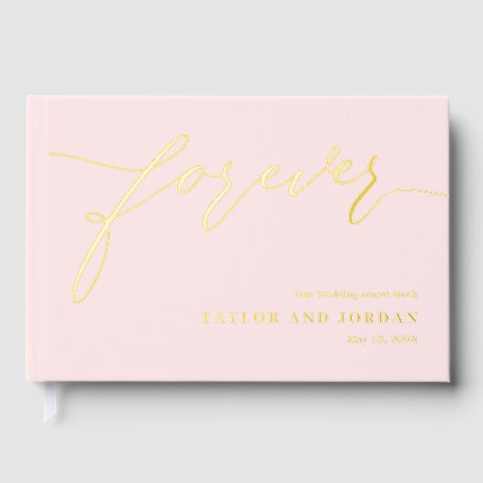 Forever Love Editable Color Foil Guestbook (Recto)