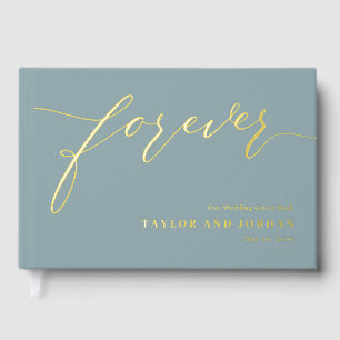 Forever Love Editable Color Foil Guestbook