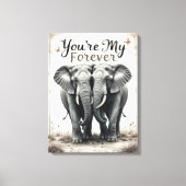 Forever Love Elephants Wildlife Art Canvas Afdruk (Voorkant)