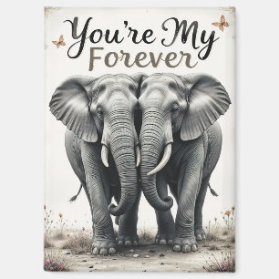 Forever Love Elephants Wildlife Art Magneet