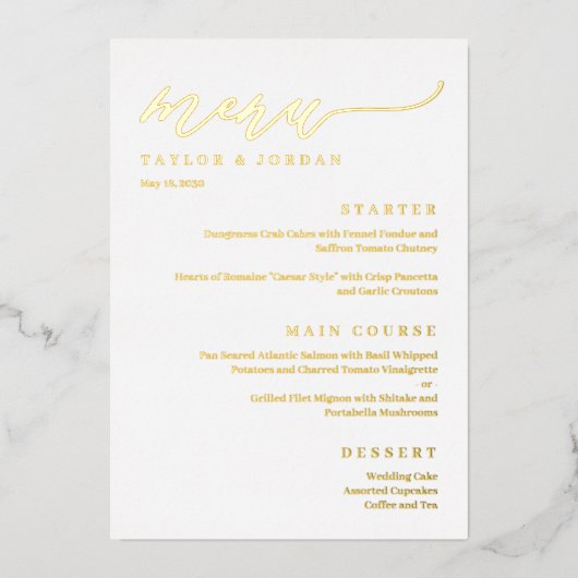 Forever Love FOIL Modern Mariage Carte Menu (Recto)