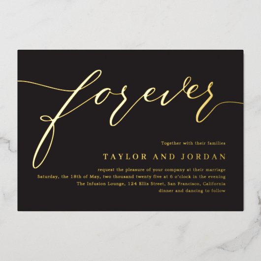 Forever Love Real Foil Faire-part de mariage Inv (Recto)