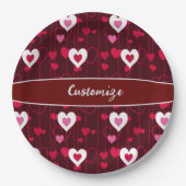 Forever Love Red Hearts Papieren Bordje (Voorkant)